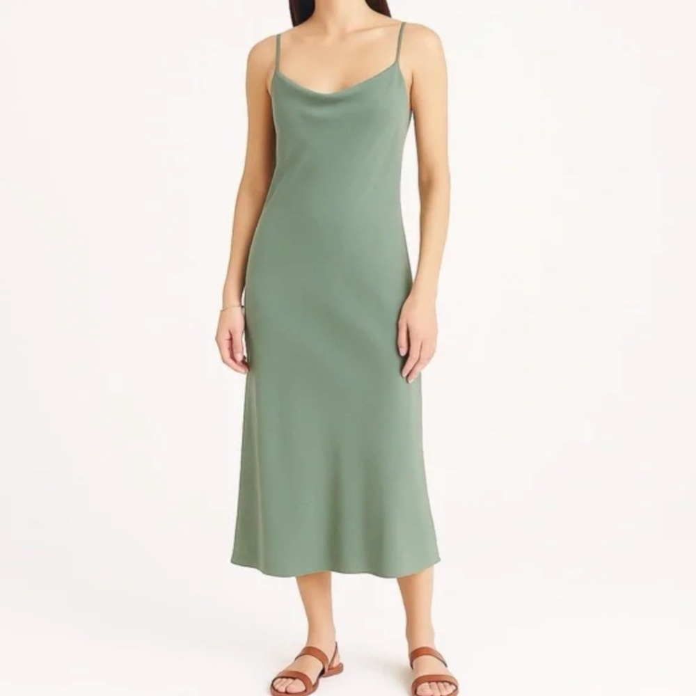 J.Crew Gwyneth Midi Slip Dress in Sage Green NWT
